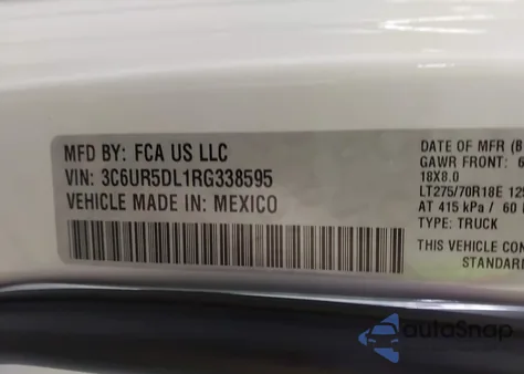 2024 Ram 2500 Big Horn 4X4 6'4 Box из США, поврежденный, VIN 3C6UR5DL1RG338595